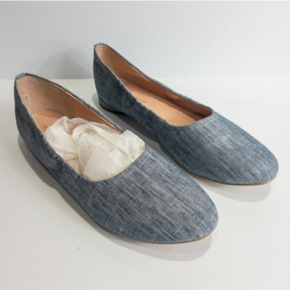 Avec Les Filles Myrina Slub Slip-on Ballet Flats Blue -7.5 - Picture 3 of 5